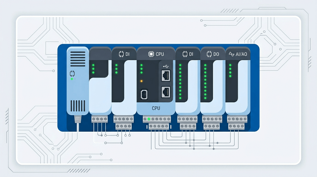 PLC and industrial control illustration